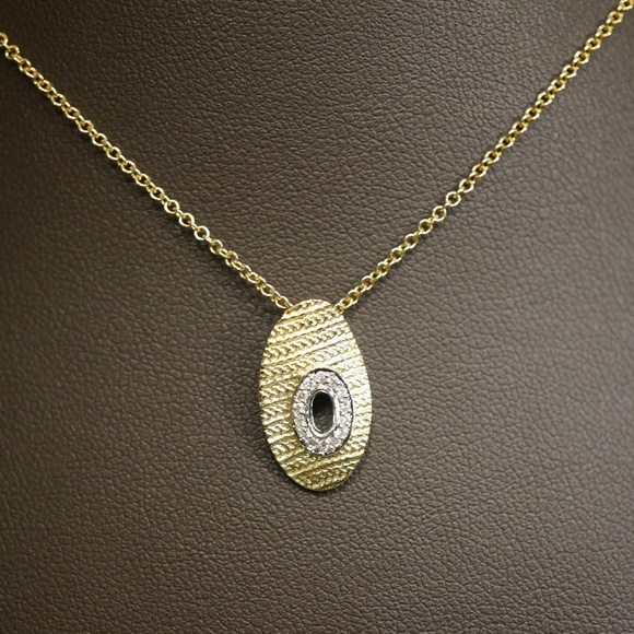 14KTT Gold & Genuine Diamond Pendant W/Cable Chain